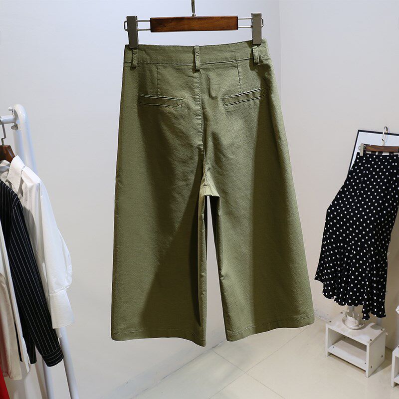 高腰弹力牛仔阔腿七分裤女2024夏季新款宽松百搭薄款直筒休闲裤子