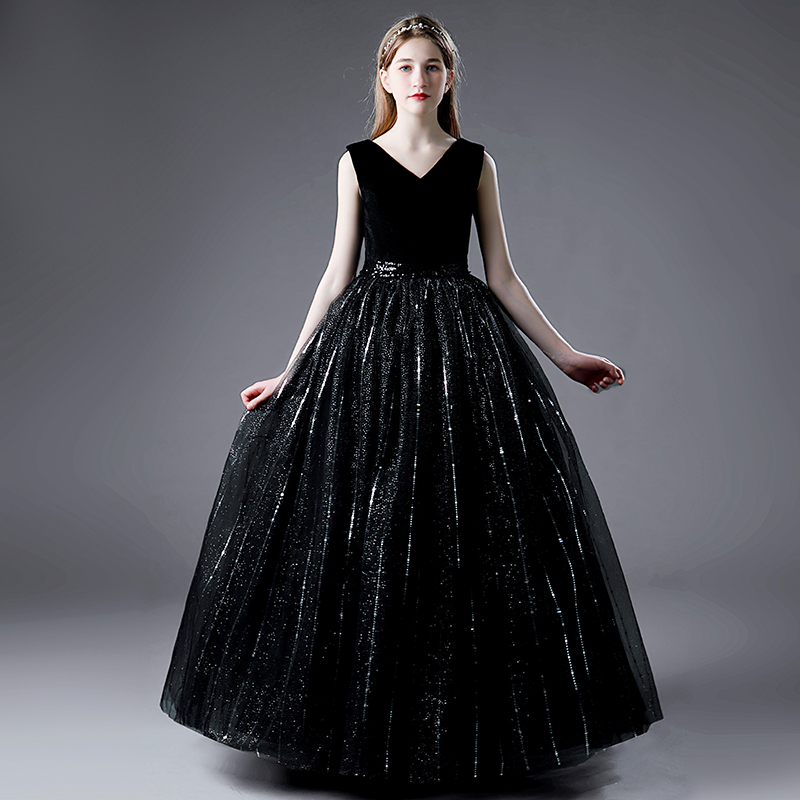 少女中大童小提琴音乐会演奏晚礼服高端女童钢琴主持人才艺公主裙