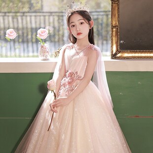 儿童礼服2023新款甜美飘逸古筝演出服女童钢琴演奏独唱走秀礼服夏