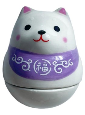 文创杂货卡通小狗动物不倒翁招财日式摆件陶瓷家居黑白圣诞节礼品