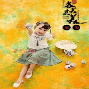 云川之舞小茶仙舞蹈服装儿童民国风童年的夏夜表演出服装蒲扇道具