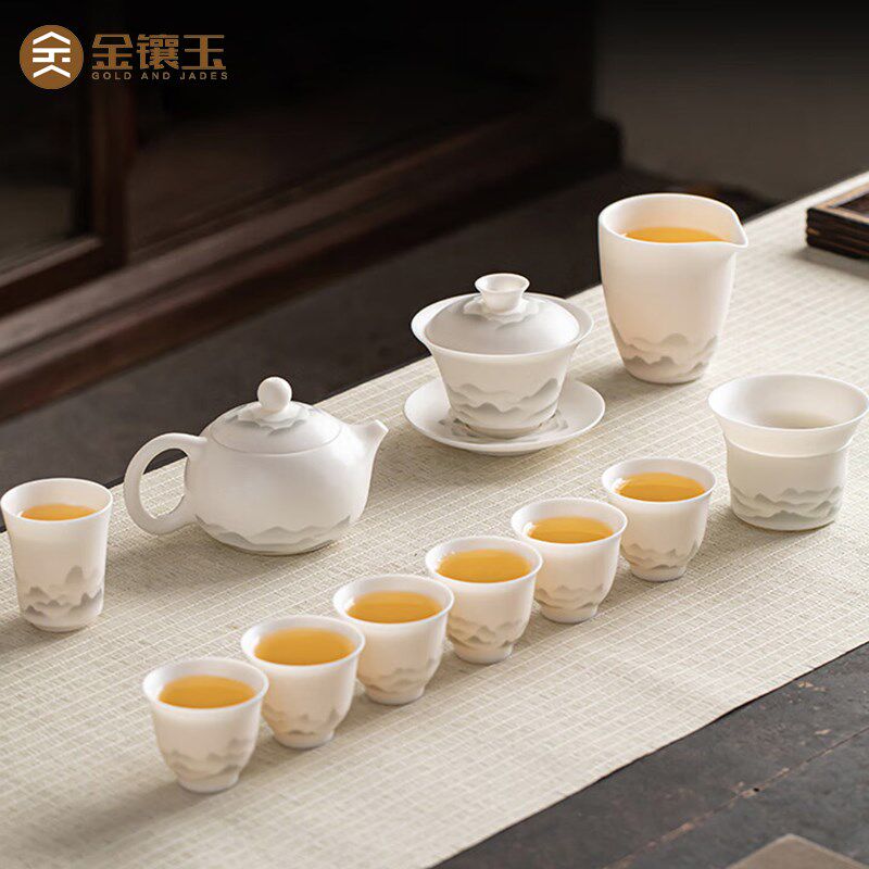 金镶玉温文杰老师手工远山功夫茶具套装2023新款高端高档奢华茶壶