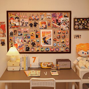 热销吧唧软木毛毡板免打孔拍立得照片墙上背景板谷子小卡徽章展示