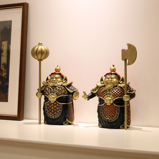 热销新中式护宅门神哼哈二将摆件办公室客厅入户玄关门口柜子装饰