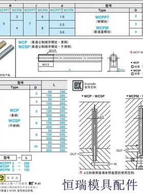 热销模具运水针WCSP3*0.35 M4*0.5 WCP5*0.5 M6*0.75 M8不锈钢运