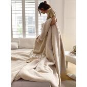 Alex Ferret长毛绒毯冬季 加厚披肩沙发毯纯色休闲单人毯午餐休息