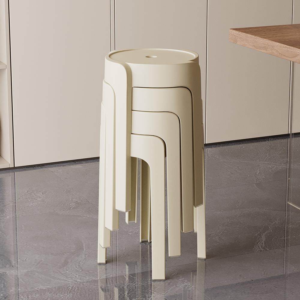 塑料凳子家用加厚可叠放结实耐用餐桌高板凳风车胶凳备用圆凳椅子