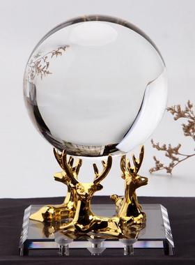 北欧金属鹿角正方形水晶球底座玻璃球托矿石晶体矿物原石展示架
