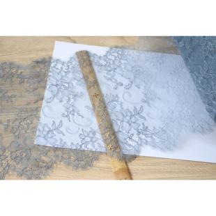 法蕾 蕾丝睫毛花边辅料宽23cm 蓝灰色棉混纺柔软亲肤双边薄