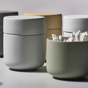 丹麦Zone陶瓷棉签收纳盒轻奢高档牙签盒桌面收纳罐带盖欧式 置物罐