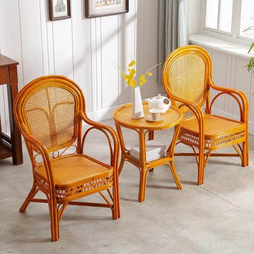 藤编椅家用单人套件子靠背椅腾藤老人椅腾椅子靠背老式真专用网红