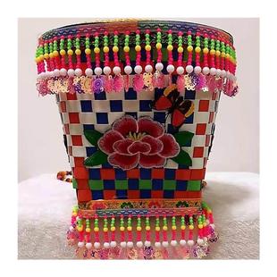 民族创意风手工编织竹制品竹背篓竹篮子手提篮舞蹈道具小背篼竹编