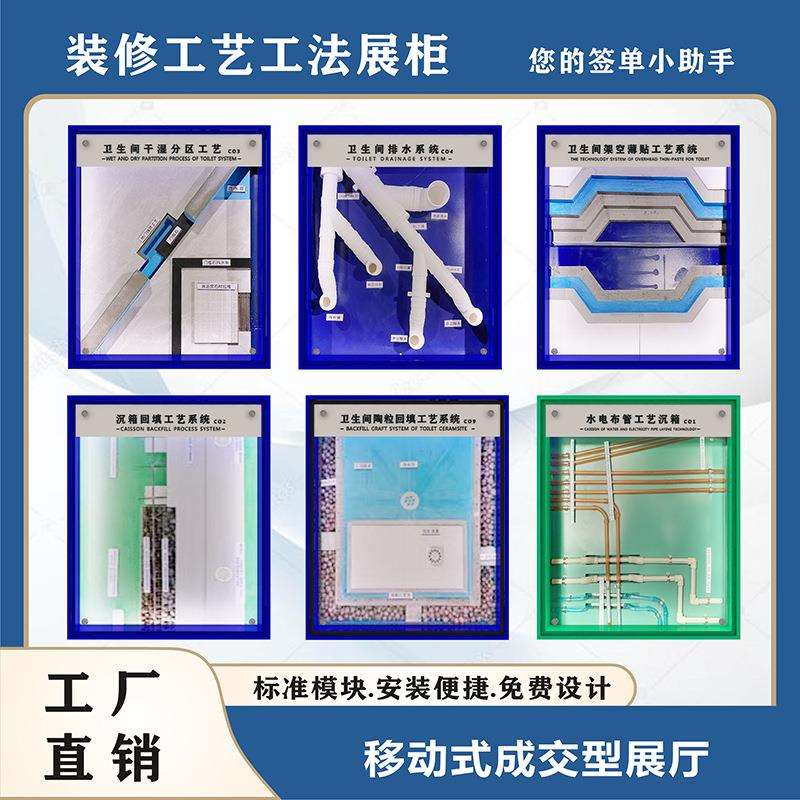 可移动多功能装修公司工艺展示柜工法展柜卫生间水电电暖水暖施工