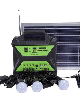 现货10W18V太阳能小系统发电机带手电筒应急电源宿营可带电视风扇