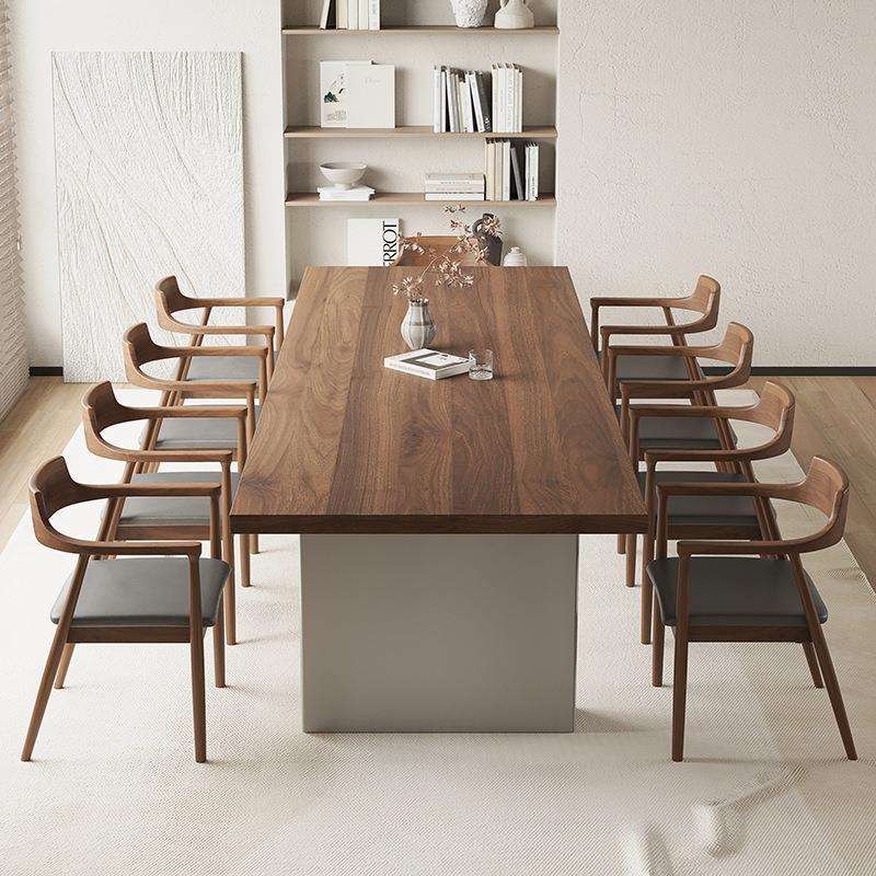 现代简约实木会议桌原木条形洽谈工作桌会客室桌子办公室桌椅组合