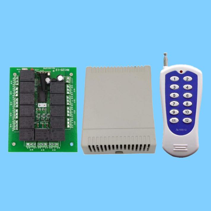 12伏24伏2路点动10路自锁学习型无线遥控开关4路点动8路自锁