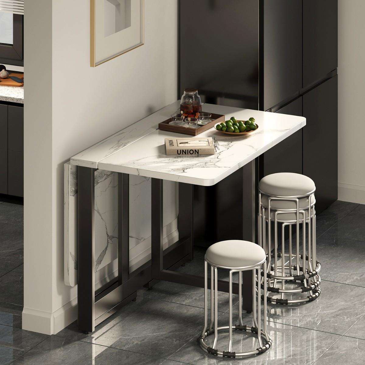 可折叠餐桌超薄多功能餐桌椅家用小户型免安装吃饭桌子出租房简易