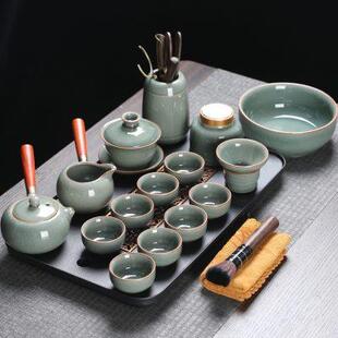 中式 简约轻奢哥窑整套茶具家用客厅可养开片送礼陶瓷泡茶器套装