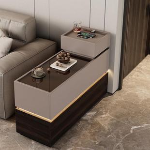 意式极简沙发边柜客厅侧边小茶几储物收纳角几智能带灯边几高级感