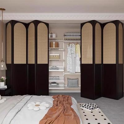 藤编门定制日式推拉门隔断移门厨房卧室门实木折叠门衣柜门隐形门