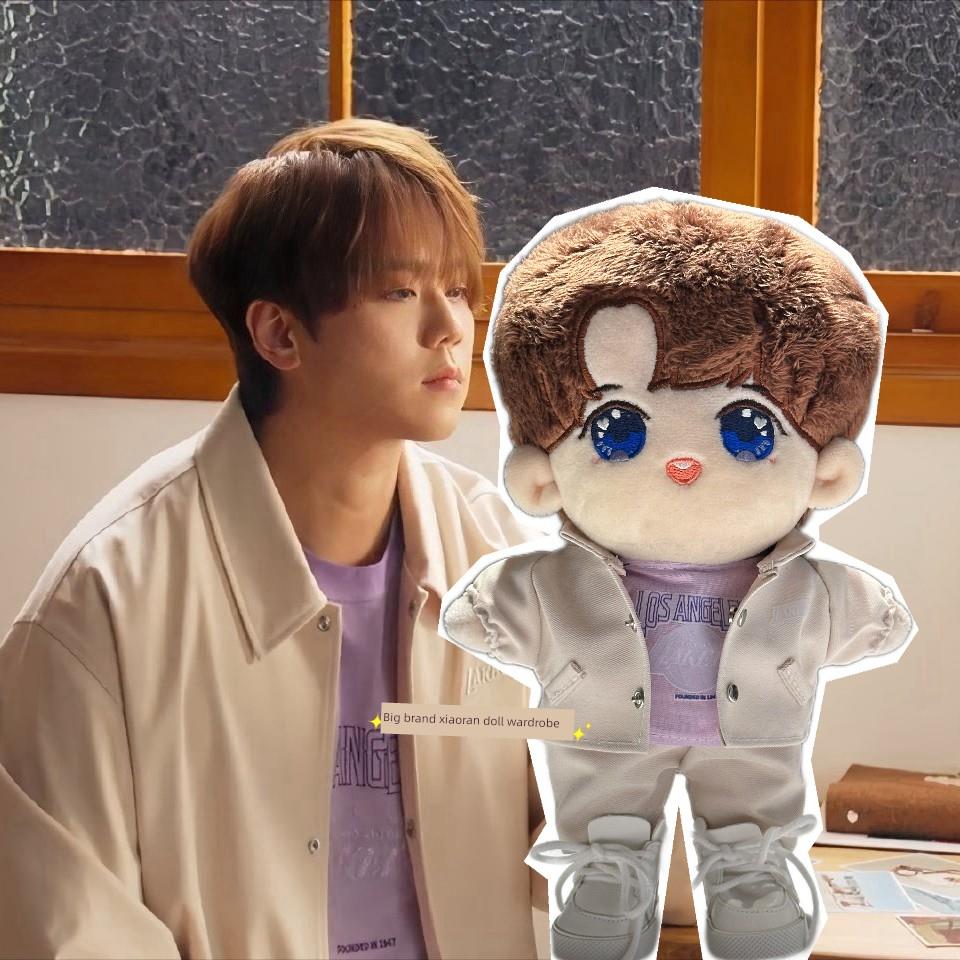 新产品20cm镜面江涛品牌推广同款杏黄色套装娃娃衬衫手工娃娃上衣