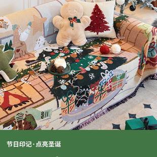 通用防滑坐垫子全包套罩红色 圣诞氛围感沙发盖布全盖巾沙发垫四季