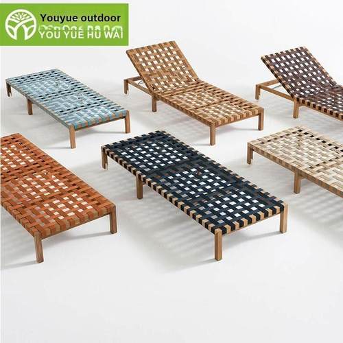 实木户外躺床泳池度假区花园别墅阳光房民宿懒人藤编躺椅休闲家具