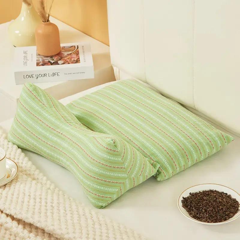 【下单立减50】颈椎枕全棉3D条纹荞麦骨头枕三角枕套装含内套PX