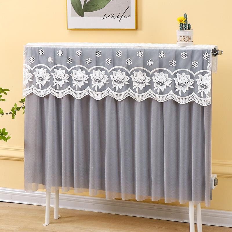 新款暖气片罩蕾丝暖气遮挡布防熏黑防尘美家不透免打孔暖气罩简约