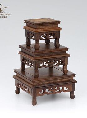 鸡翅木方台方石底座玉玺花盆紫砂花盆底座花架工艺品摆件