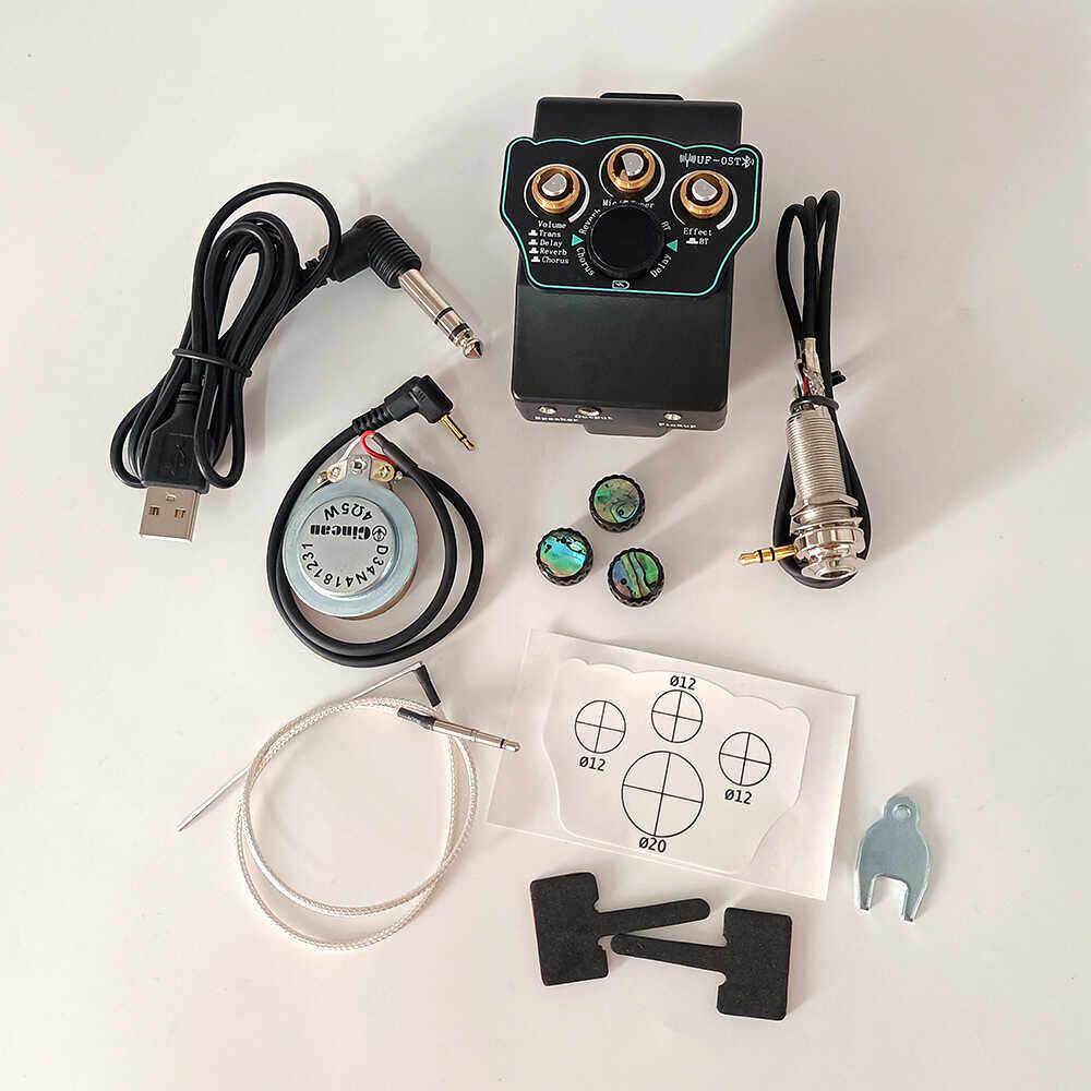 木吉他加震拾音器加振自带调音表蓝牙混音器延时合唱功能UF-05T