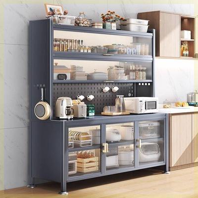 厨房置物架落地式多层碳钢餐边柜储物铁艺多功能收纳微波炉收纳柜