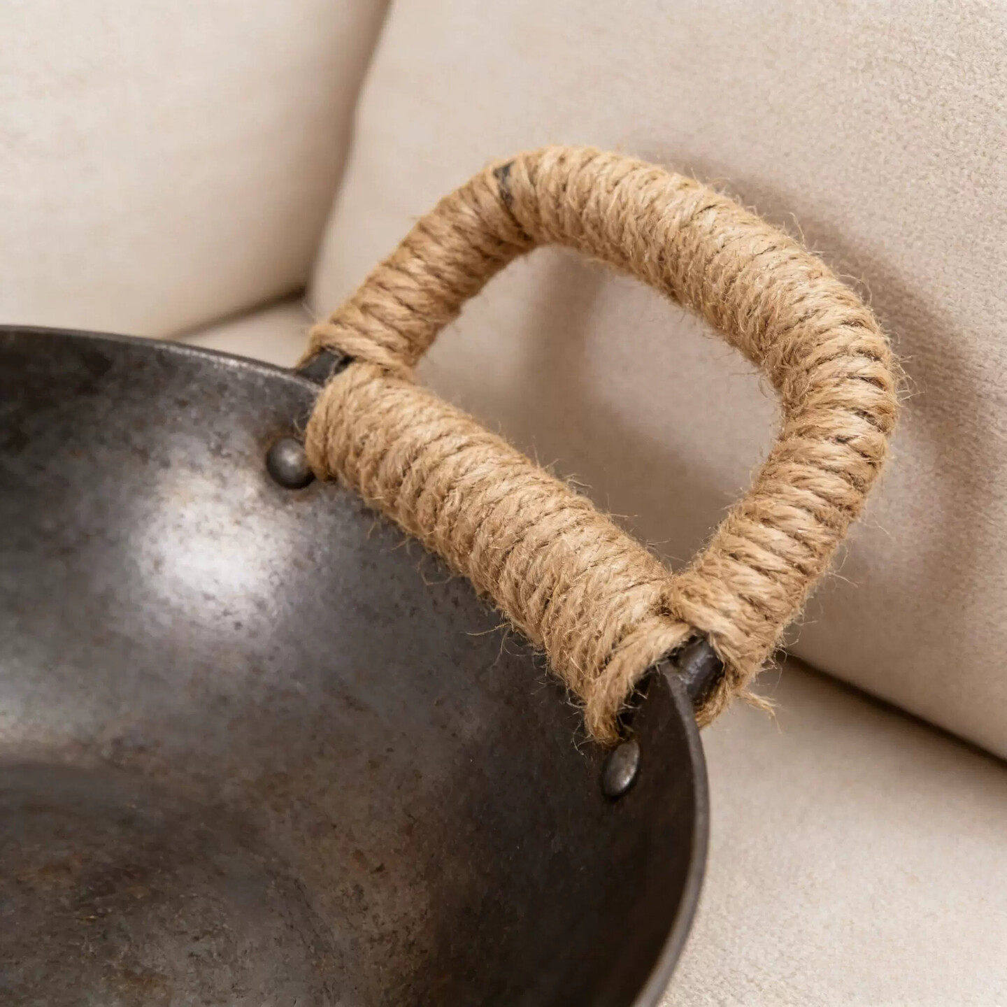 铁锅双耳防烫把手锅把手防烫绳老式铁锅耳朵防烫握把皮麻绳复古