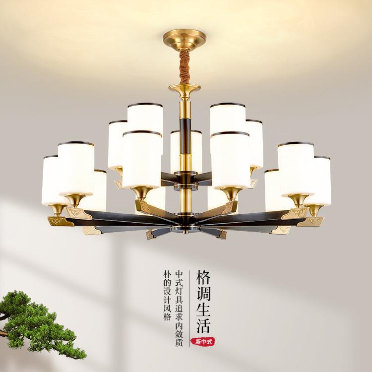 直销新款新中式全铜吊灯现代简约客厅灯大气卧室书房中国风餐厅酒