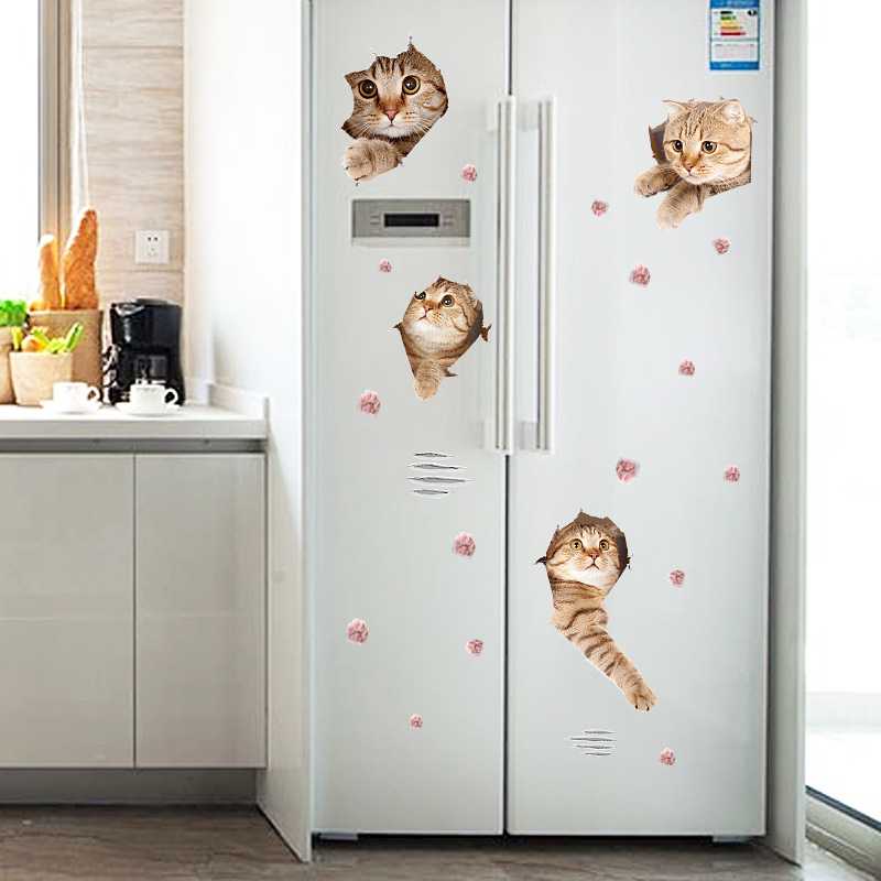 新款直销3d立体可爱猫咪墙贴画客厅卧室墙面装饰贴纸创意冰箱衣柜图片