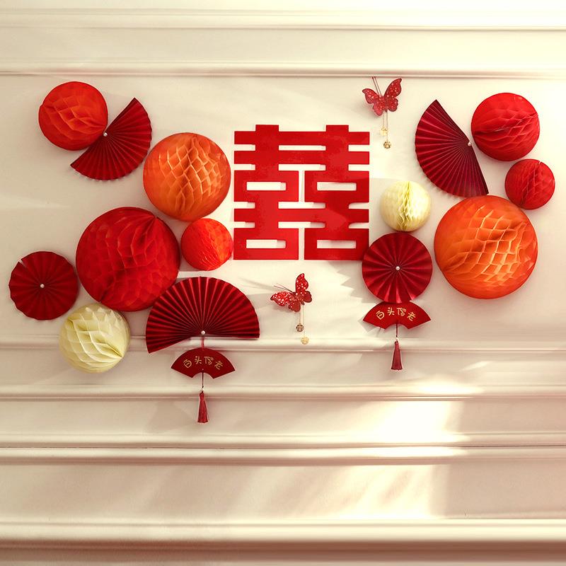 直销新款结婚用品大全婚礼婚房装饰单个蜂窝球客厅背景墙布置装饰