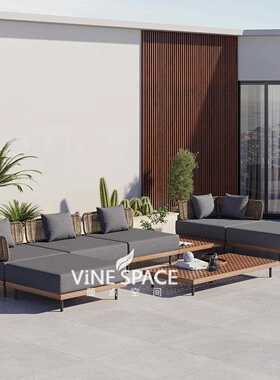 直销新款户外花园家具别墅酒店室外露天防水防晒阳台庭院藤编柚木