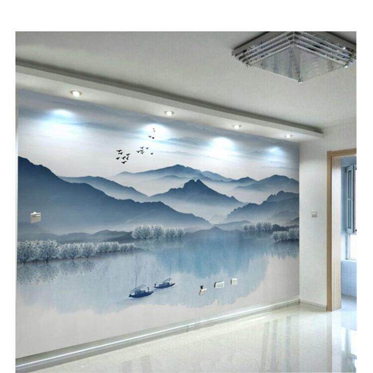 新款直销电视背景墙壁纸新中式山水墙纸客厅沙发影视墙布壁画卧室