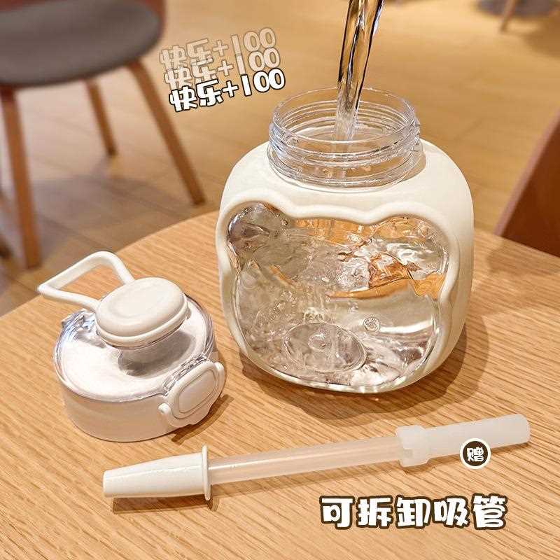 直销新款水杯大肚杯女款大容量耐高温学生儿童水壶吸管杯子便携塑