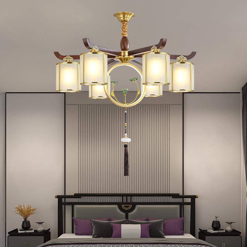 直销新款全铜实木新中式吊灯全光谱吊灯大气客厅灯中国风卧室书房