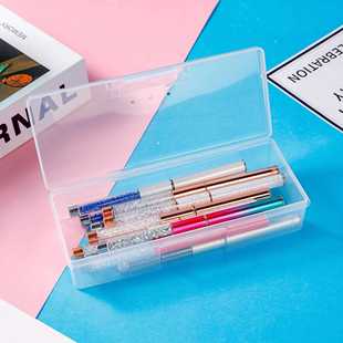 直销新款大号塑料收纳盒指甲砂条储物盒透明纹绣笔盒饰品盒钻盒美