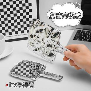 电镀手柄镜家用手持便携方形大小号镜随身复古电镀美妆补 直销新款