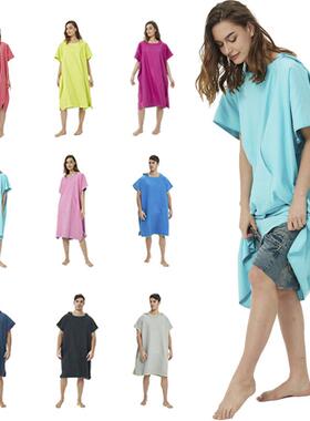 直销新款9WOR浴袍吸水速干游泳大浴巾成人男女可穿可裹带帽斗篷便
