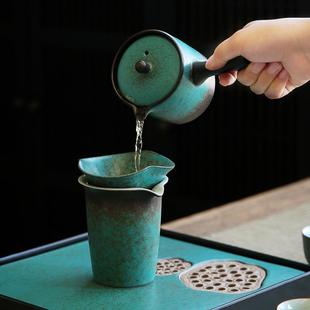 春澜干泡茶具套组手工窑变复古侧把壶盖碗茶杯茶盘整套简 直销新款