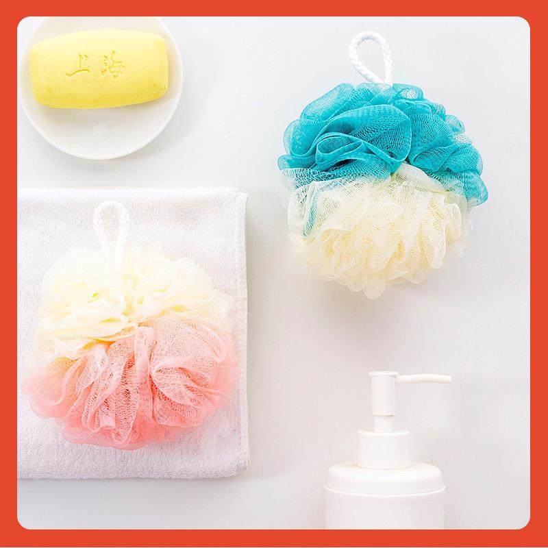 直销新款∈沐浴球泡澡球不散三个装大号洗澡用品起泡网搓澡巾拼接