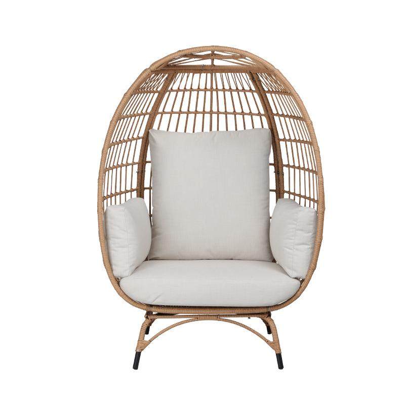 直销新款跨境休闲藤椅欧式铁编藤鸡蛋椅子酒店别墅花园民宿室外休