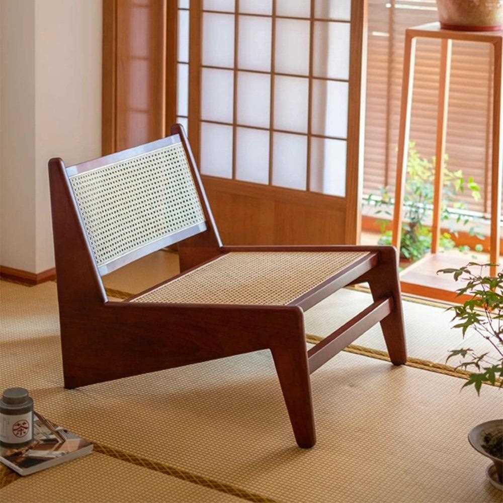 直销新款中古实木藤编椅阳台休闲复古单人沙发藤椅简约诧寂风昌迪