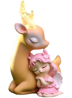 梦幻小鹿女孩少女心卧室摆件儿童房间公主娃娃装饰摆设女生日礼物