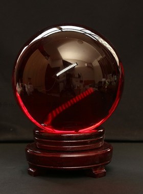 送底座鸿运珠摆件鸿运当头家居玄关办公室红水晶球装饰品大转运珠