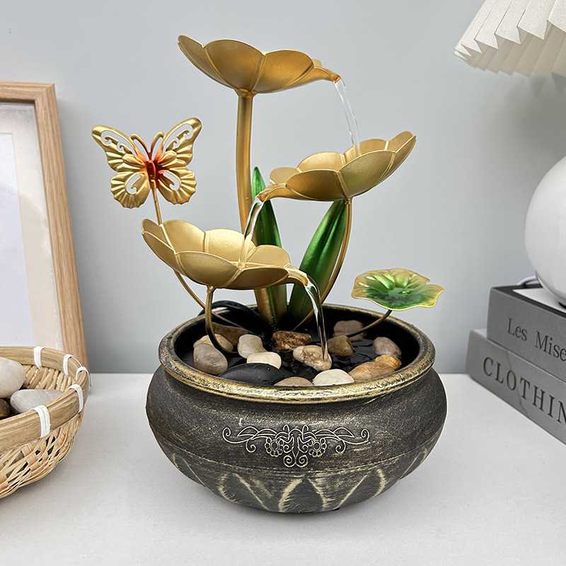 新款直销轻奢循环流水小型办公室桌面前台装饰品源头工厂现代摆件